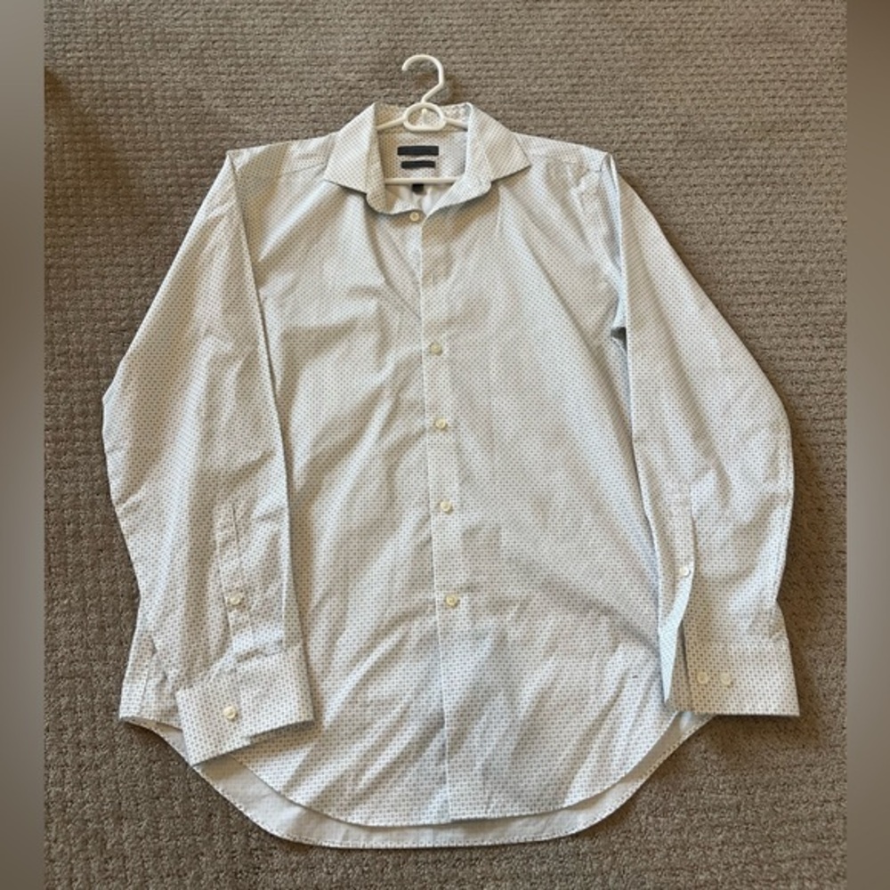 ck Calvin Klein White Patterned Dress Shirt